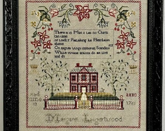 Counted Cross Stitch Pattern, Margaret Ligertwod 1765,Sampler, Reproduction Sampler, Antique Reproduction, Fox and Rabbit, PATTERN ONLY