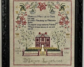 Counted Cross Stitch Pattern, Margaret Ligertwod 1765,Sampler, Reproduction Sampler, Antique Reproduction, Fox and Rabbit, PATTERN ONLY