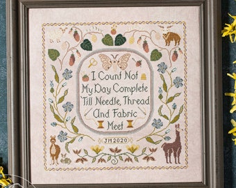 Counted Cross Stitch Pattern, From Nature to My Needle, Llama, Mulberry, Nature, Flowers, The Blue Flower, PATTERN ONLY