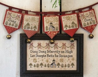 Counted Cross Stitch Pattern, Ding Dong, Merrily on High, Christmas Sampler, Beth Twist, Heartstring Samplery, PATTERN ONLY