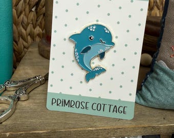 Dolphin Needle Minder, Dolphin, Needle Nannies, Beach Decor, Enamel Needle Minder, Needle Nanny, Needle Holder, Primrose Cottage
