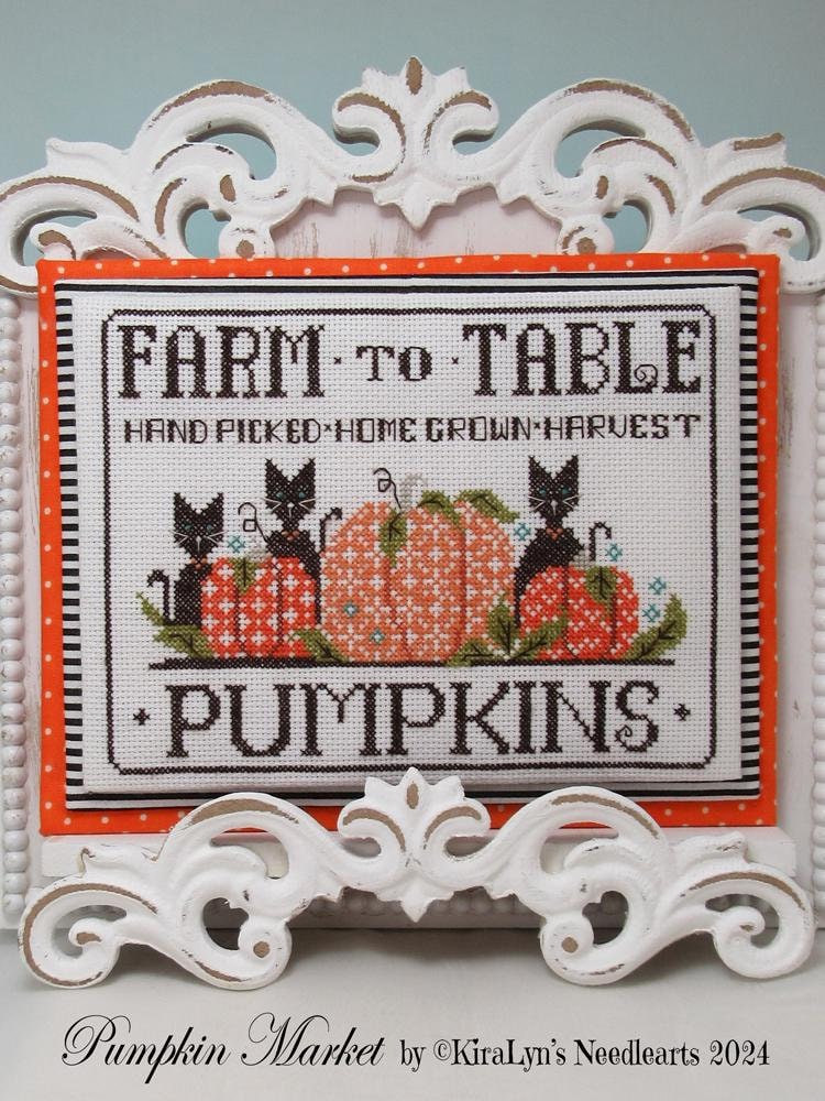 Counted Cross Stitch Pattern, Pumpkin Market, Market Sign Collection ...