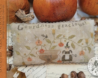Cross Stitch Pattern, Gourd-ness Gracious, Halloween Decor, Pumpkin, Fall, Jack O Lanterns, Brenda Gervais, PATTERN ONLY
