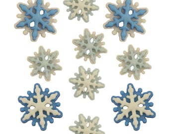 Brrr!, Snowflake Buttons, Sewing Embellishment, Blue White Snowflakes, Shank Buttons, Button Embellishment, Buttons Galore & More #4796