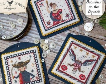 PRE-Order, Counted Cross Stitch, Liberty Square, Patriotic, Americana, Eagle, Pillow Ornaments, Little Robin Designs, PATTERN ONLY