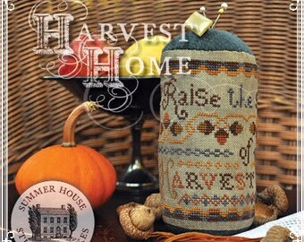 Counted Cross Stitch, Harvest Home, Cross Stitch Pattern, Thanksgiving, Pinkeep Drum, Summer House Stitche Workes, PATTERN ONLY
