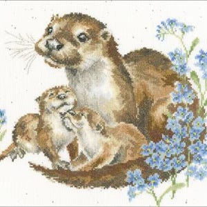 Counted Cross Stitch Kit, Otterly Adorable, Wildlife, 14ct Aida White, Needle, Floss, Hannah Dale, Wrendale Design, Bothy Threads KIT ONLY