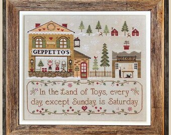 Counted Cross Stitch Pattern, Geppetto’s, Toy Store, Inspiration, Puppets, Toy Workshop, Little House Needleworks, PATTERN ONLY