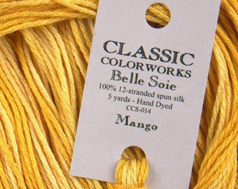 Belle Soie, Mango, Classic Colorworks, 5 YARD Skein, Hand Dyed Silk, Embroidery Silk, Counted Cross Stitch, Hand Embroidery Thread