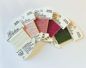Glisten, Sparkling Wool Braid, Mother's Day, Needlepoint, Cross Stitch, Wool Braid Thread Pack, Merino Wool, Metallized, Rainbow Gallery