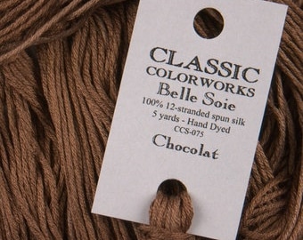 Belle Soie, Chocolat, Classic Colorworks, 5 YARD Skein, Hand Dyed Silk, Embroidery Silk, Counted Cross Stitch, Hand Embroidery Thread