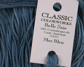 Belle Soie, Mer Bleu, Classic Colorworks, 5 YARD Skein, Hand Dyed Silk, Embroidery Silk, Counted Cross Stitch, Hand Embroidery Thread