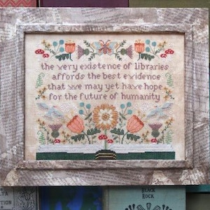 Counted Cross Stitch, An Ode to Libraries, Floral Sampler, Inspirational, Beth Twist, Heartstring Samplery,  PATTERN ONLY