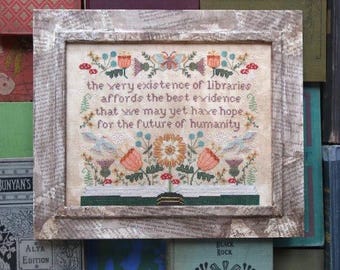 Counted Cross Stitch, An Ode to Libraries, Floral Sampler, Inspirational, Beth Twist, Heartstring Samplery,  PATTERN ONLY