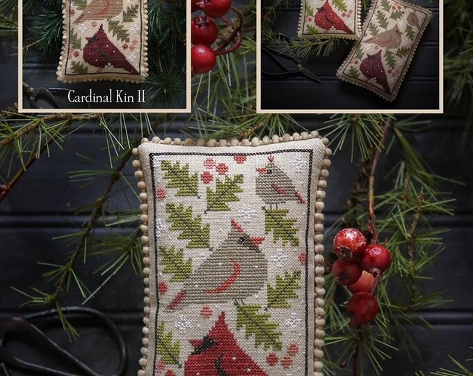 Cross Stitch Pattern, Cardinal Kin, Cardinals, Winter Decor, Holly ...