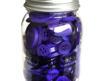 Ultra Violet, Mason Jar, Sewing Buttons, 2 Hole Buttons, 4 Hole Buttons, Craft Buttons, Button Embellishment, Buttons Galore & More, MJ120