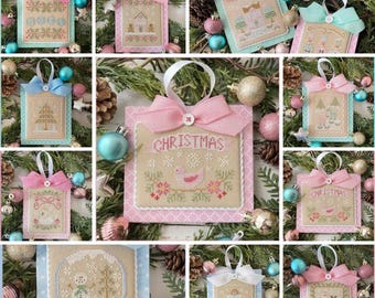 Counted Cross Stitch, Pastel Collection, Full Set, Christmas Ornaments, Christmas Decor, Country Cottage Needleworks, PATTERN SET ONLY