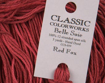 Belle Soie, Red Fox, Classic Colorworks, 5 YARD Skein, Hand Dyed Silk, Embroidery Silk, Counted Cross Stitch, Embroidery Thread