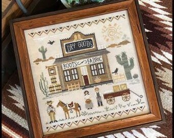 Counted Cross Stitch Pattern, Old West Dry Goods, Tumbleweeds, Western, Southwest Decor, Cactus, Little House Needleworks, PATTERN ONLY