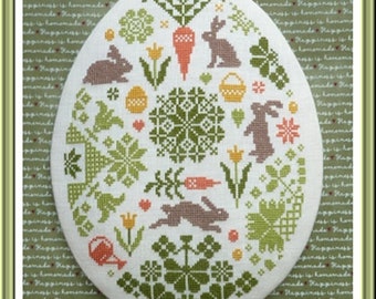 Counted Cross Stitch Pattern, Chasse aux Oeufs, Egg Hunt, Easter Decor, Flowers, Cottage Chic, Jardin Prive, Nathalie Cichon, PATTERN ONLY