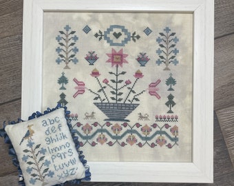 Counted Cross Stitch Pattern, Elizabeth’s Winter Basket, Adaptation Sampler, From the Heart, NeedleArt by Wendy, PATTERN ONLY