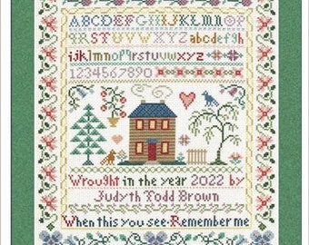 Counted Cross Stitch Pattern, Remember Me, Flower Motifs, Country Rustic, Bird Motifs, Sandra Cozzolino, Imaginating, PATTERN or KIT ONLY