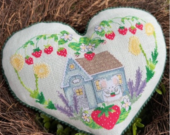 Counted Cross Stitch Pattern, Strawberry Cottage, The Strawberry Cottage Collection, Spring Decor, Luhu Stitches, PATTERN ONLY