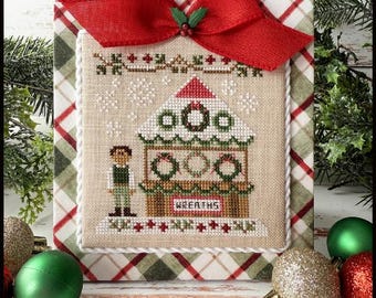 Counted Cross Stitch, Christmas Market, Stocking Stand, Farmer's Market, Evergreens, Holly, Country Cottage Needleworks, PATTERNS ONLY