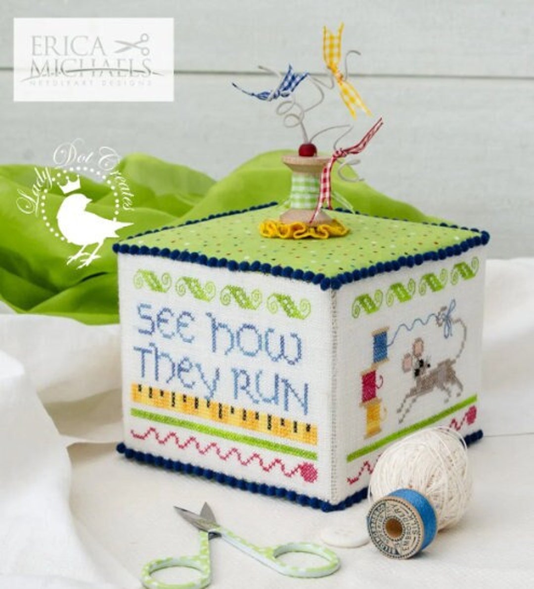 Counted Cross Stitch Pattern,see How They Run, Sewing Notion, Cube