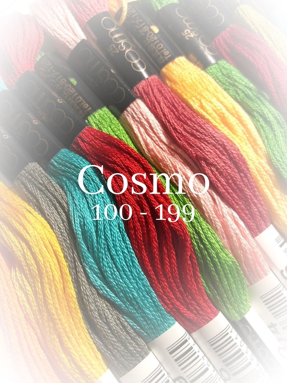 Cosmo, 100 - 199, 6 Strand Cotton Floss, Size 25, Embroidery Floss, Cross Stitch Floss, Punch Needle, Embroidery, Wool Applique, Quilting