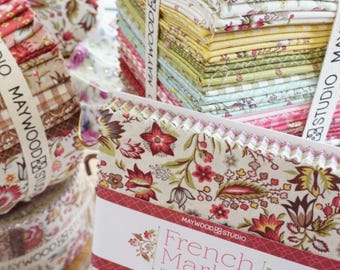 Quilt Fabric, French Market,  Floral, Gingham, Flower Buds, French Reproduction Fabric, Jera Brandvig, Maywood Studio, FABRIC or Pattern