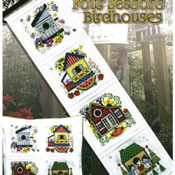 Counted Cross Stitch Pattern, Four Seasons Birdhouses, Seasonal Decor, Pillow Ornaments, Bowl Filler, Pillow, Stoney Creek, PATTERN ONLY