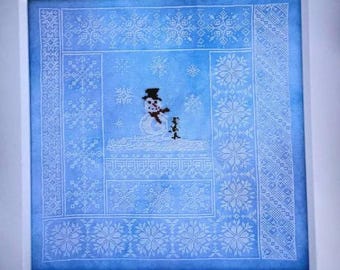 Counted Cross Stitch Pattern, Quaker Snowtime, Snowflakes, Winter Decor, Snowman, Penguin, Quaker Motifs, AuryTM, PATTERN ONLY