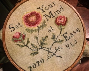 Counted Cross Stitch, Set Your Mind at Ease, Antique Purse Design Inspired, Roses, Inspirational, Comfort, Needle Work Press