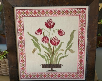 Counted Cross Stitch Pattern, Temperance Tulips, Flower Motif, Spring Decor, Summer Decor, Pillow Ornament, Thread Milk Design, PATTERN ONLY