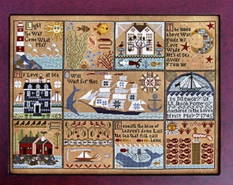 Counted Cross Stitch Pattern, The Shores of Hawk Run Hollow, Primitive, Inspirational, Seashore, Carriage House Samplings, PATTERN ONLY