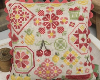 Counted Cross Stitch Pattern, Fruit Salad, Pillow Ornament, Pin Keep, Bowl Filler, Flower Motifs, Primrose Cottage Stitches, PATTERN ONLY