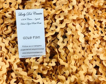 Rick Rack Trim, Gold Fish, Lady Dot Creates, Hand Dyed Rick Rack, Cotton Rick Rack Trim, Sewing Notion, Sewing Accessory, Sewing Trim