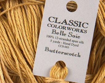 Belle Soie, Butterscotch, Classic Colorworks, 5 YARD Skein, Hand Dyed Silk, Embroidery Silk, Counted Cross Stitch, Hand Embroidery Thread