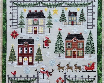 Counted Cross Stitch Pattern, Christmas Court, Christmas Decor, Santa, Snowman, Poinsettia, Reindeer, Waxing Moon Designs, PATTERN ONLY