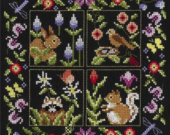 Counted Cross Stitch Pattern, Small Animal Sampler, Raccoon, Squirrel, Bobbie G Designs, Barbara Smith, Imaginating, PATTERN or KIT ONLY