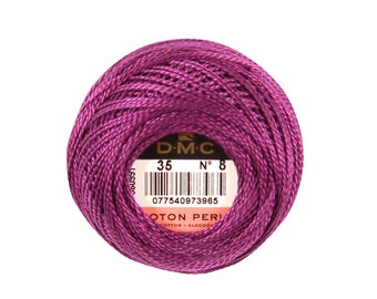 DMC Perle Cotton, Size 8, DMC 35, Vy Dk Fuchsia, Pearl Cotton Ball, Embroidery Thread, Punch Needle, Embroidery, Penny Rug, Sewing Accessory