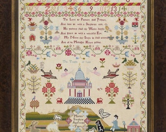 Counted Cross Stitch Pattern, Matilda Swallow 1820, Reproduction Sampler, Queen of the May Sampler, Hands Across the Sea, PATTERN ONLY