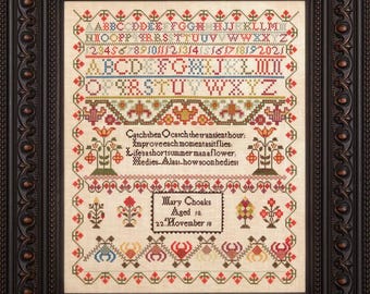 Counted Cross Stitch Pattern, Mary Choaks, Reproduction Sampler, Primitive Decor, Hands Across the Sea, PATTERN ONLY