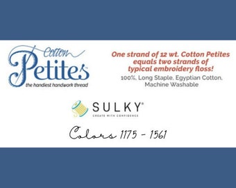 Sulky Petites, 1175 - 1561, 12 wt Cotton, 50 yd Spools, Tangle Free Thread, Floss, Cotton Thread, 12 Weight Cotton Thread, Sulky Cotton