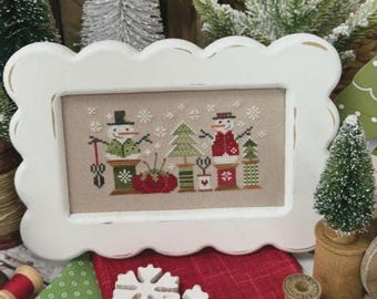 Counted Cross Stitch, Snowman 2025, Christmas Decor, Snowflakes, Pillow Ornament, Bowl Filler, Lindsey Weight, Primrose Cottage Stitches