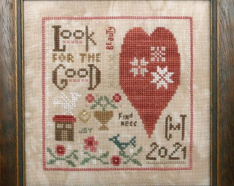 Counted Cross Stitch, 2021 Collector's Heart, Valentine Decor, Valentine Ornament, Valentine Sampler, Heart in Hand, PATTERN KIT
