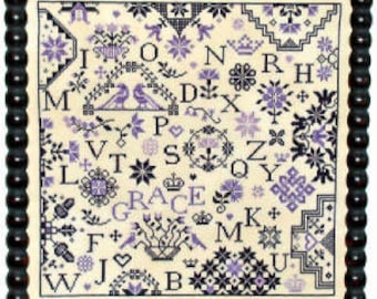 Counted Cross Stitch Pattern, Simple Gifts, Grace, Alphabet Sampler, Quaker Motifs, Bird, Quaker Series, Praiseworthy Stitches, PATTERN ONLY