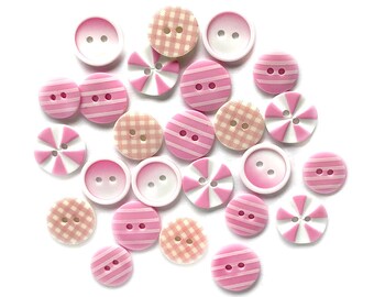 Button Fusion, Tickle Me Pink, Two Tone Buttons, Swirl Buttons, Striped Buttons, Sewing Embellishment, BF106, Buttons Galore & More
