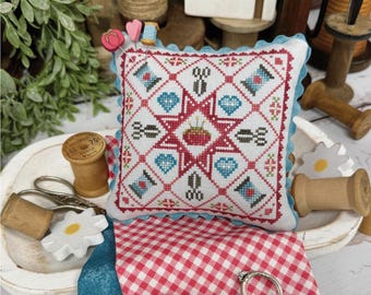 Counted Cross Stitch Pattern, Stitching Quilt, Summer Decor, Tomato Pincushion, Pillow Ornament, Primrose Cottage Stitches, PATTERN ONLY